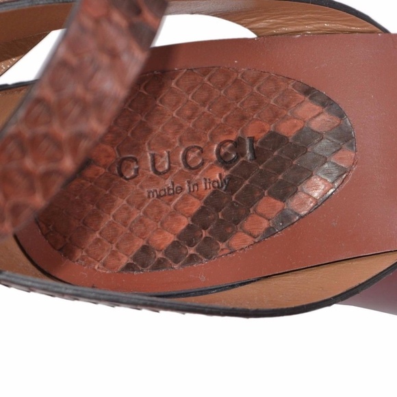 NIB GUCCI $1195 GENUINE PYTHON LEATHER SANDALS SHOES - Picture 6 of 8